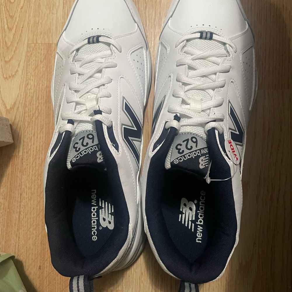 New Balance Men's White and Navy Athletic Shoes